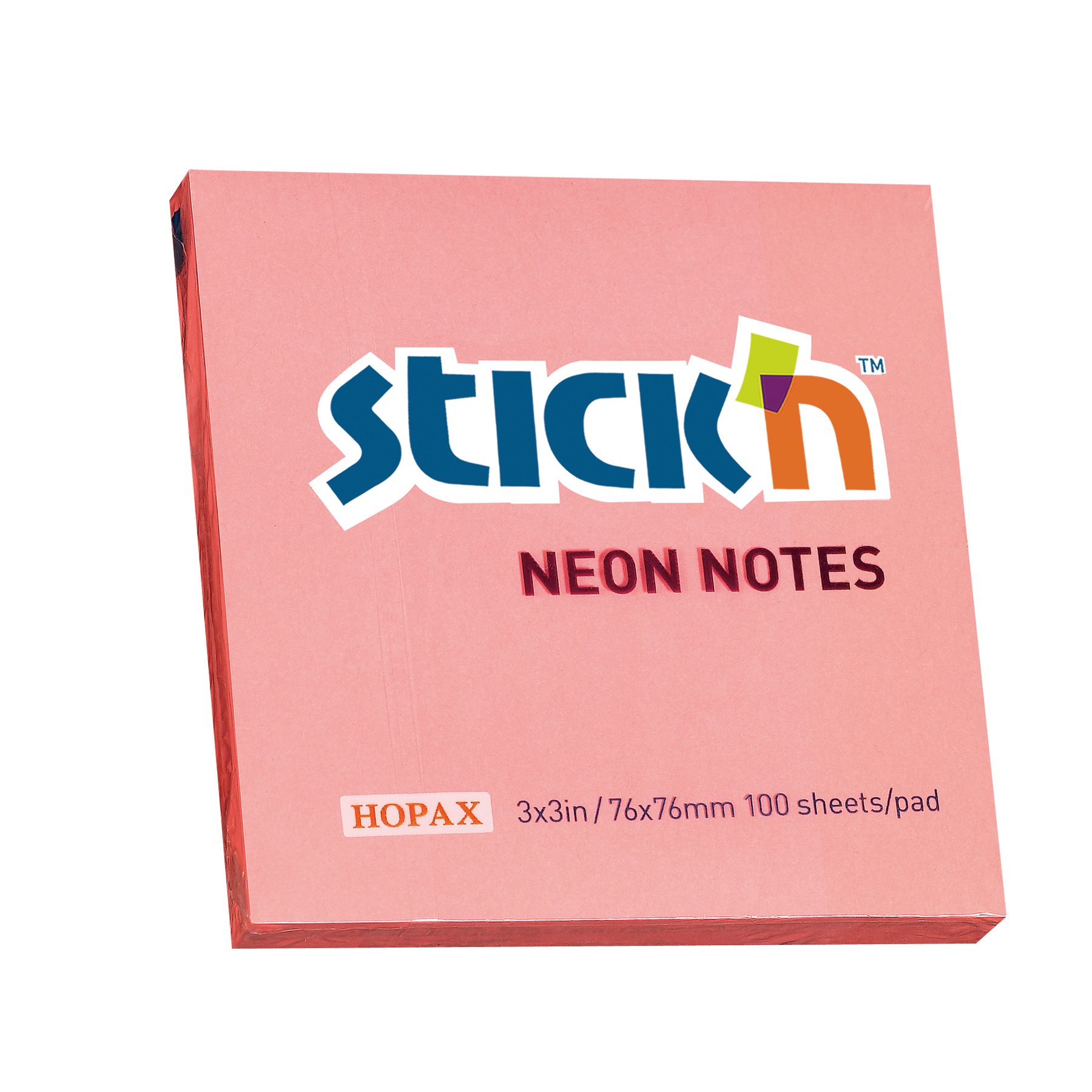 Stick’n Sticky notes, 76x76 mm, neon pink, 100 sheets