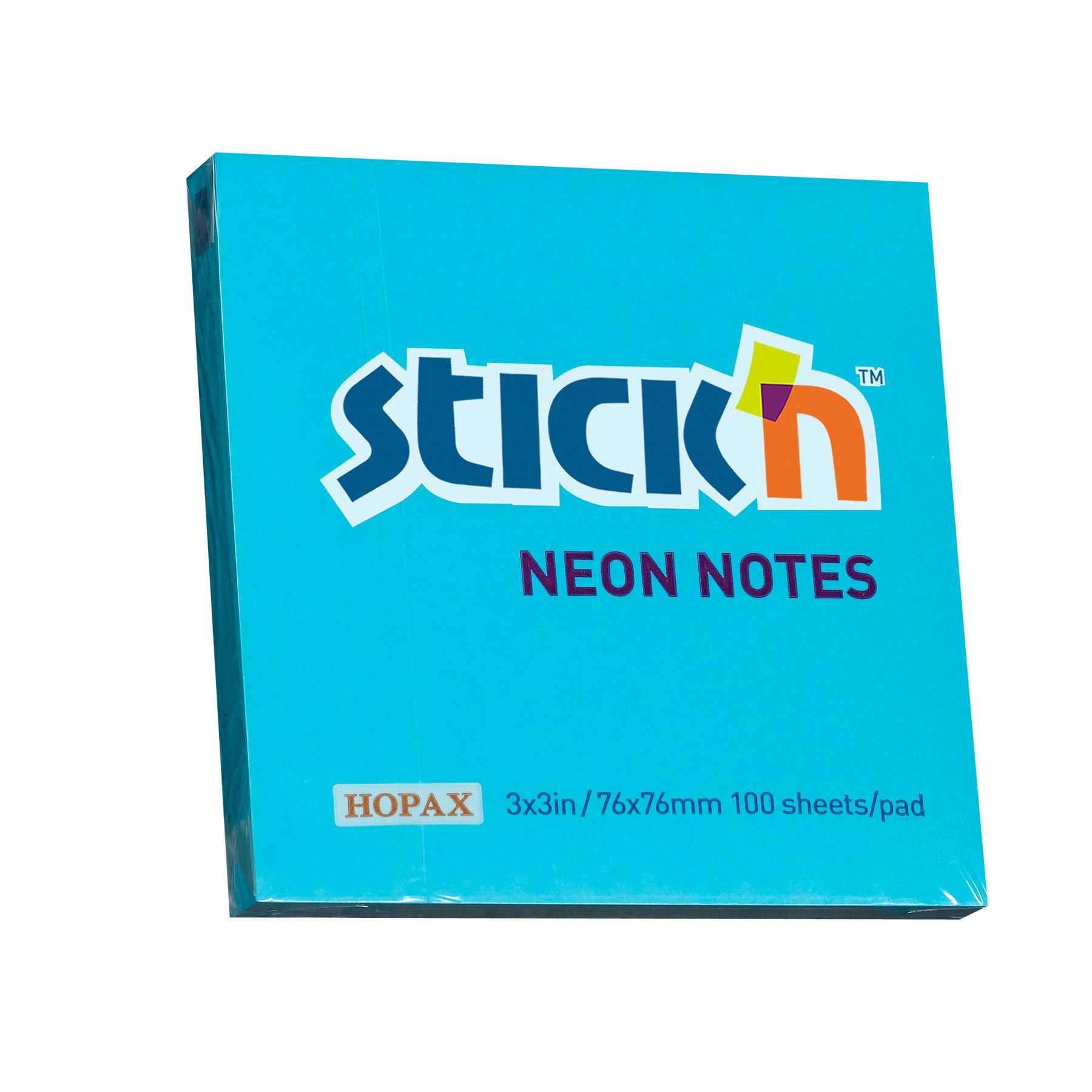Stick'n Self-adhesive Notes, 76 x 76 mm, neon blue, 100 sheets