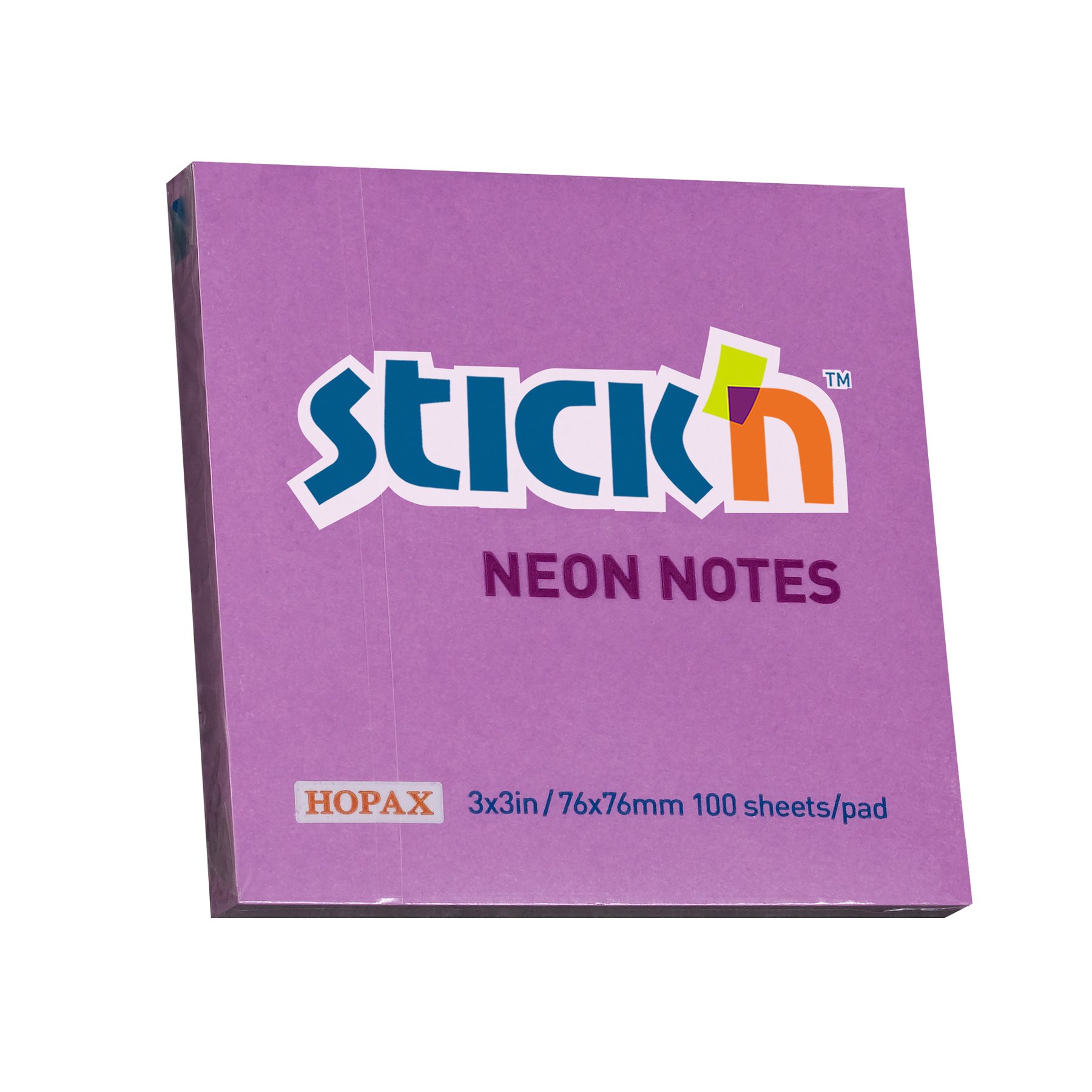 Stick’n Sticky Notes, 76 x 76 mm, neon violet, 100 sheets