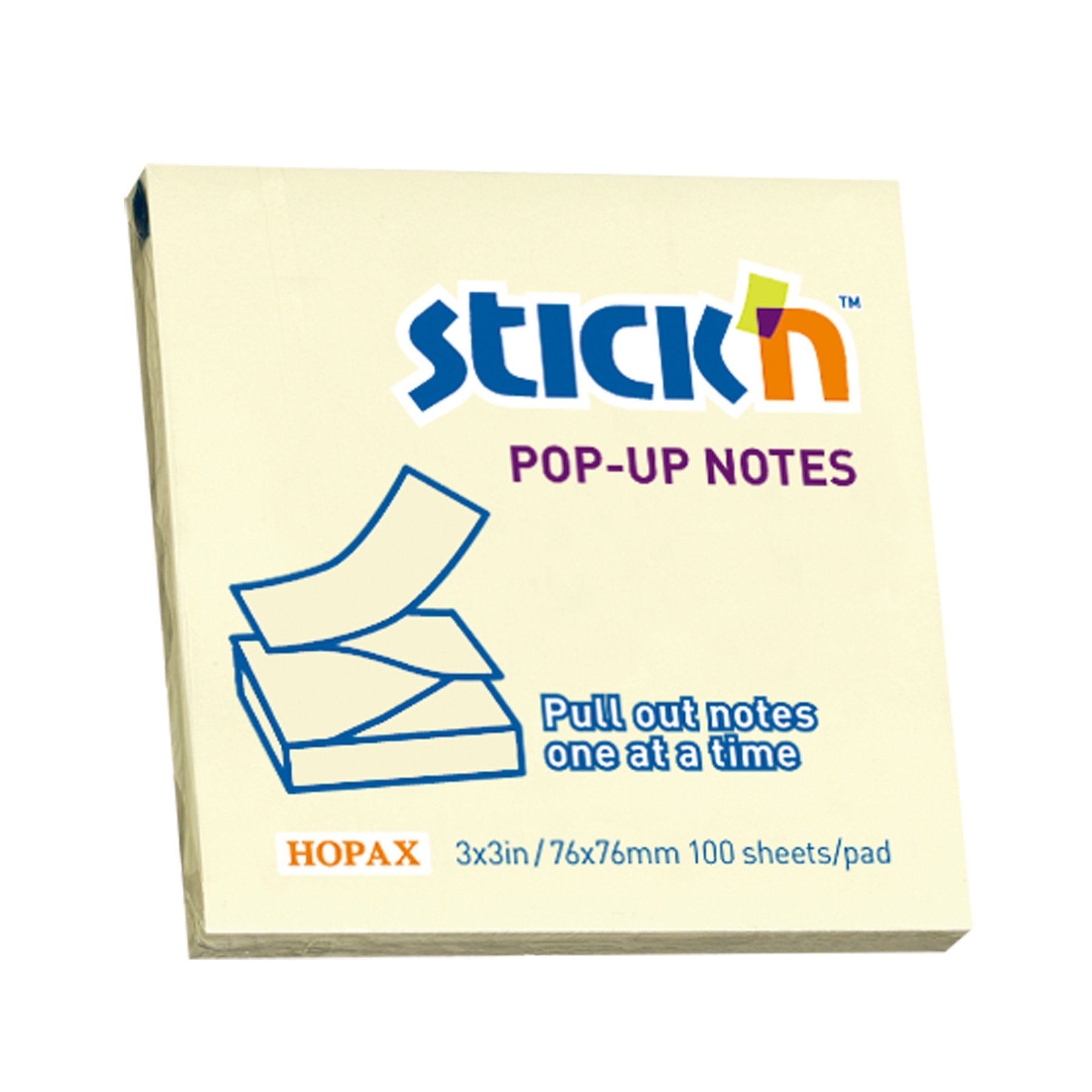 Stick'n Self-adhesive notes Zig-Zag, 76 x 76 mm, pastel, yellow, 100 sheets