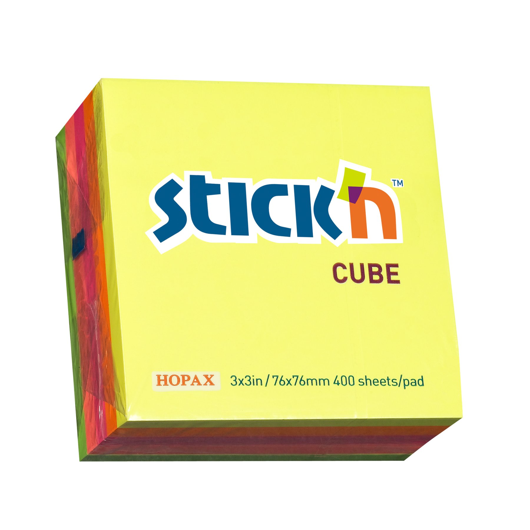 Stick'n Self-Adhesive Notes, 76 x 76 mm, neon, 5 colours, 400 sheets