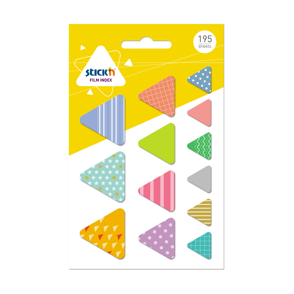 Stick'n Self-adhesive indexes Triangles, assorted, 195 pcs