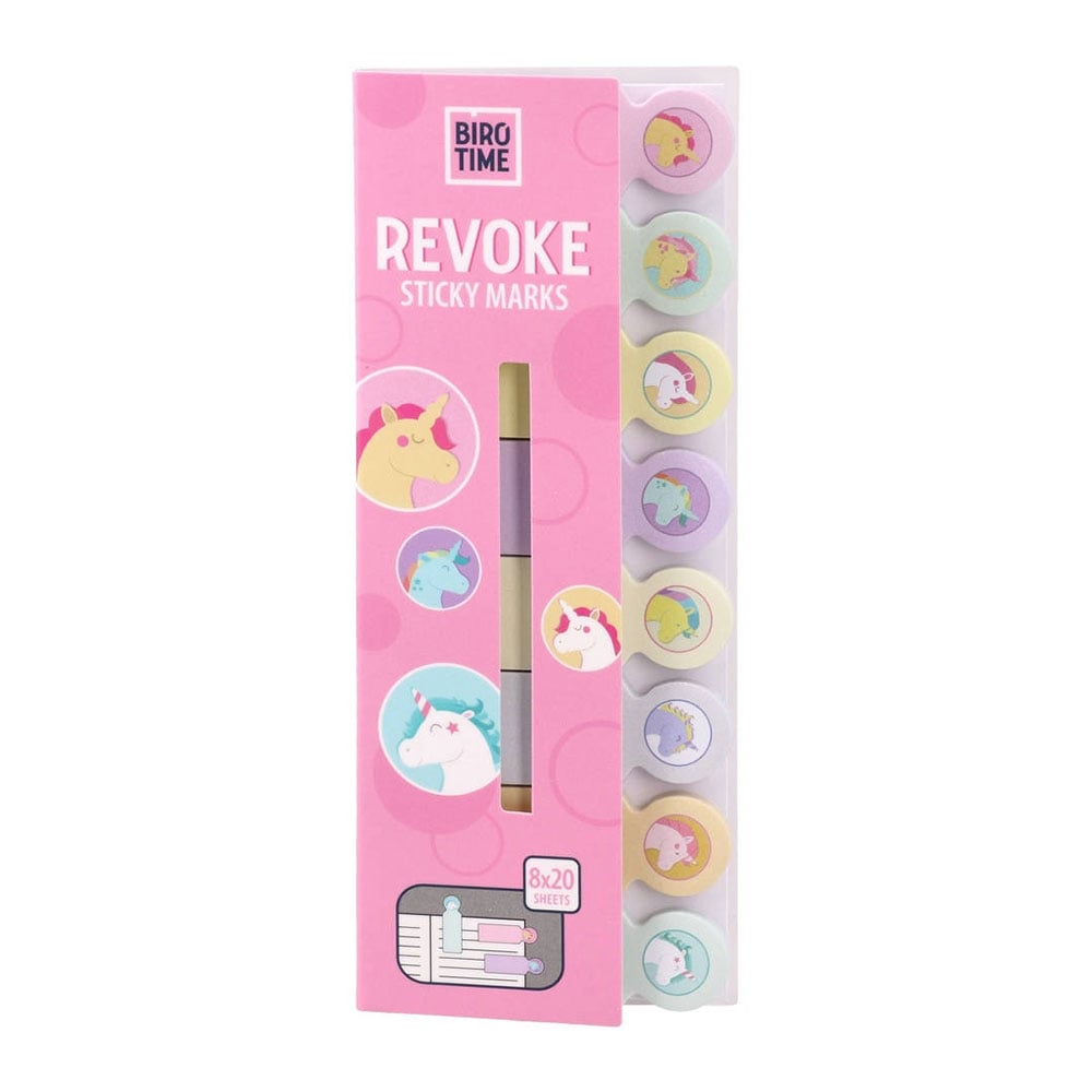 Biro Time Revoke Sticky Index Tabs, unicorn, 8 types x 20 sheets