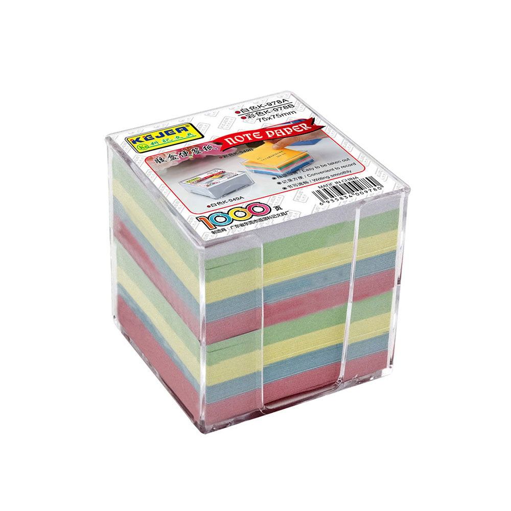KEJEA Paper Cube, 75 x 75 mm, colored, 1000 sheets, with plastic holder