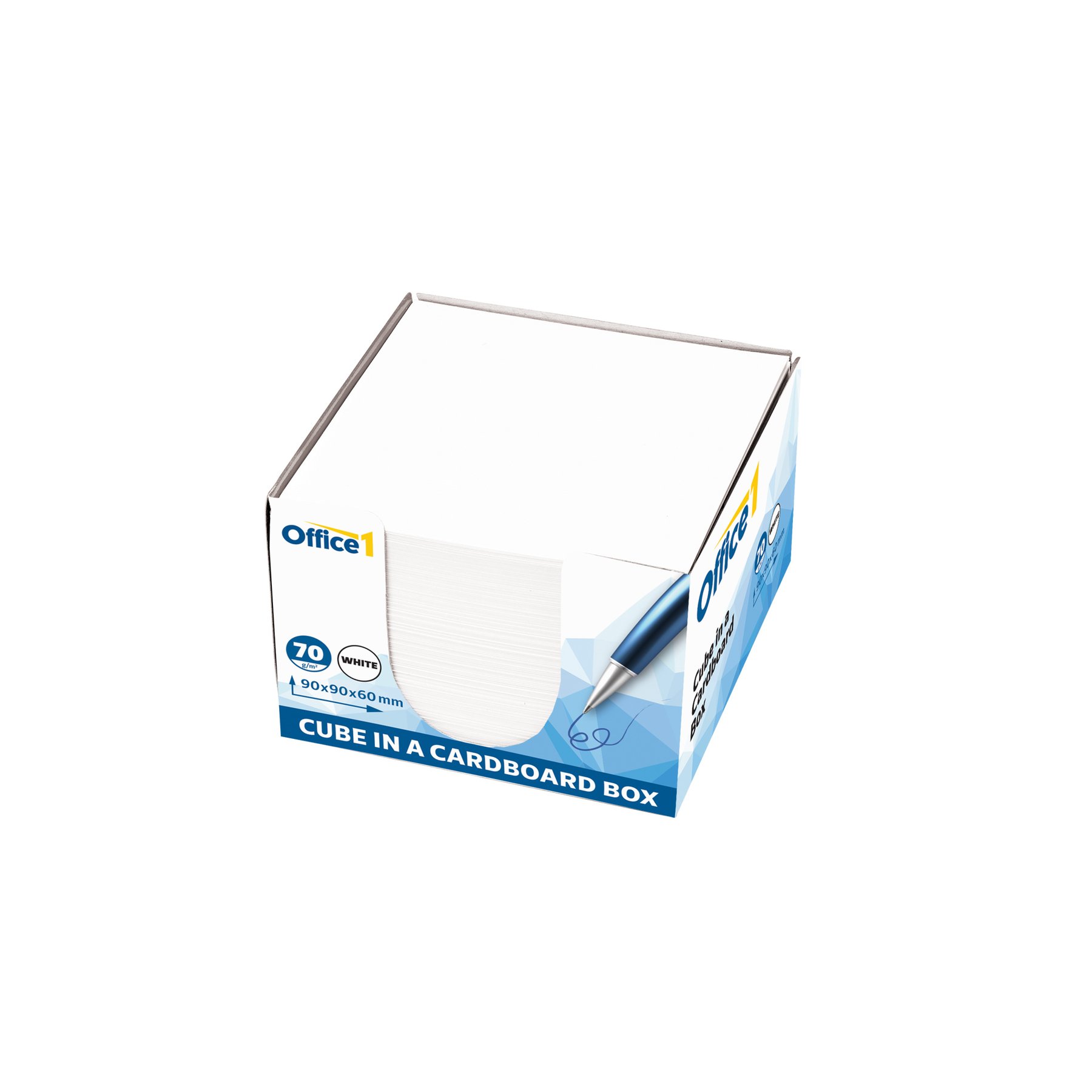 Office 1 Paper Cube, 90 x 90 mm, 70 g/m2, offset, white, 600 sheets, with cardboard holder