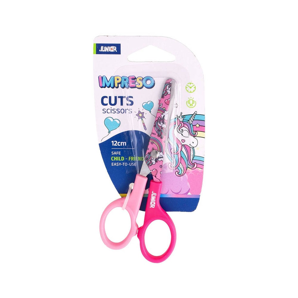 Junior Impreso Cuts Scissors, unicorn, 12 cm