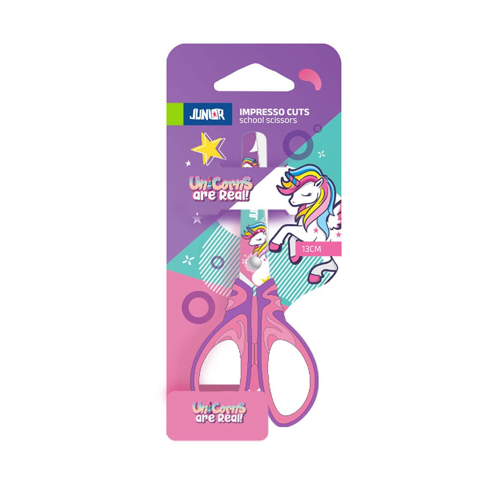 Junior Impresso Cuts Scissors, Unicorn, 13 cm