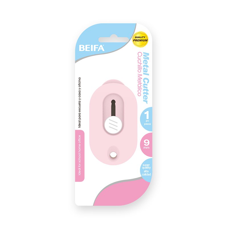 Beifa utility knife, mini, 9 mm, in pastel colours, assorted