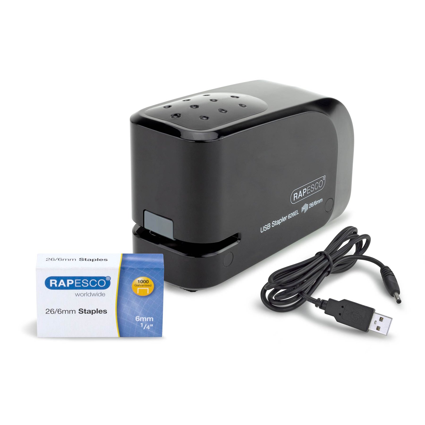 Rapesco Stapler 626EL, electric, 26/6, for 15 sheets, black