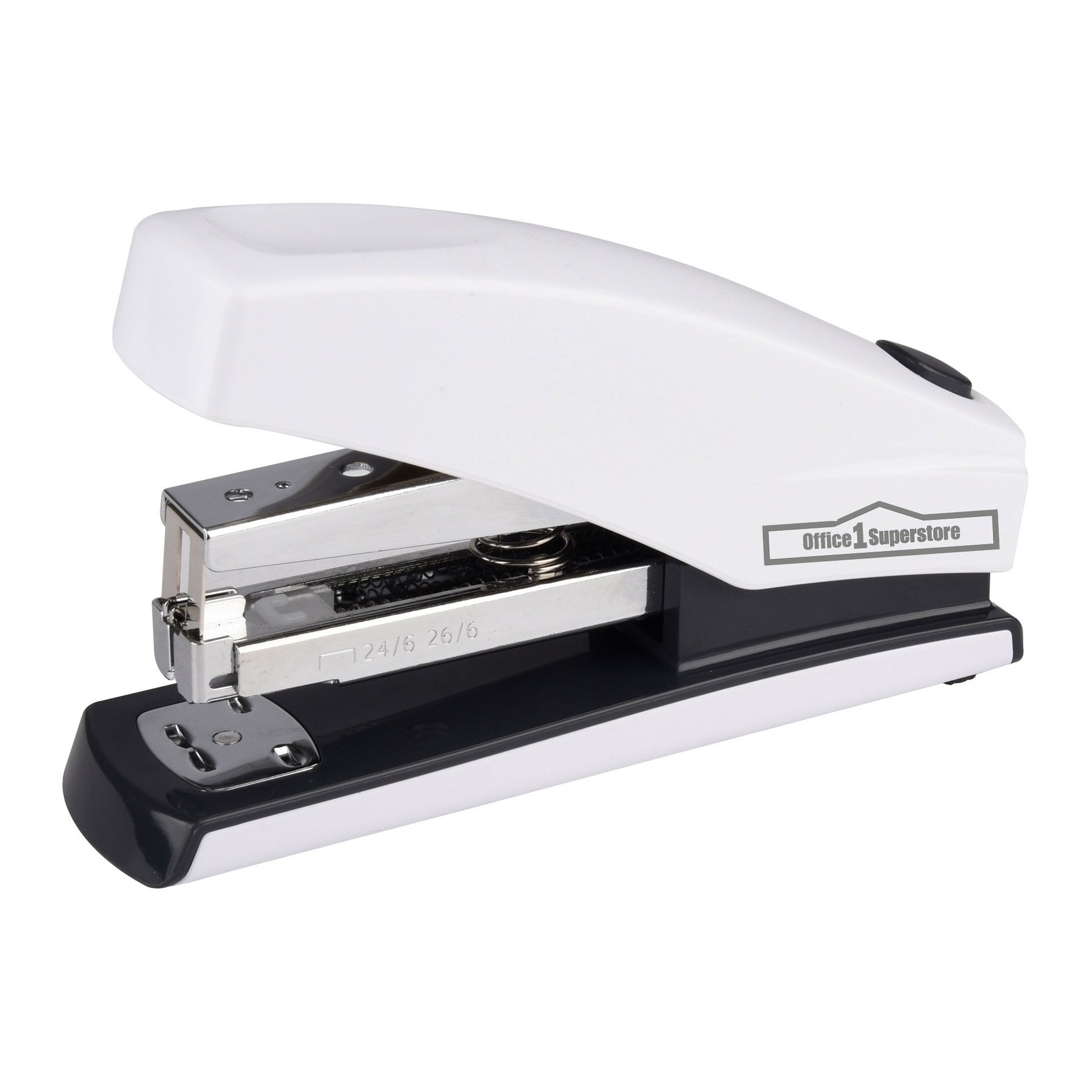 Office 1 Stapler Elegant, 24/6 and 26/6, for 30 sheets, white-grey