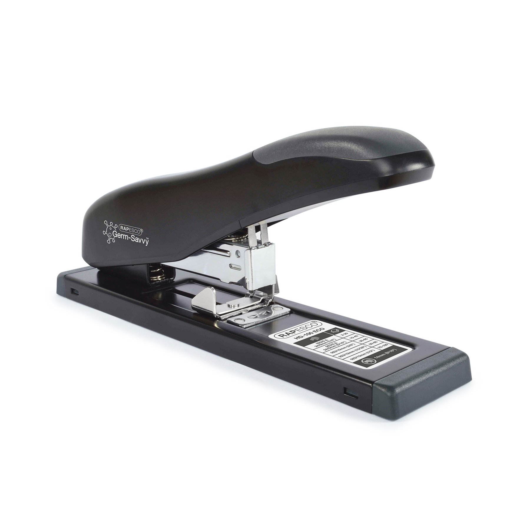 Rapesco HD-100 Stapler, Heavy Duty, 6/13 and 24/6-8, for 100 Sheets, Black