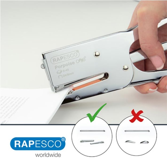 Rapesco Телбод Porpoise One, тип клещи, с включени 1000 телчета 24/8 mm