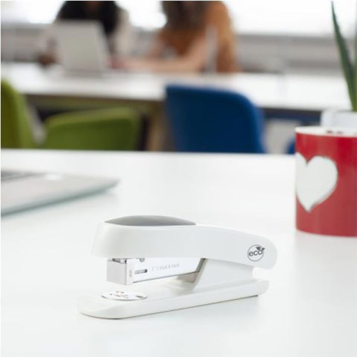 Rapesco Stapler Germ-Savvy Eco Sting Ray, 24/6, for 20 sheets, white