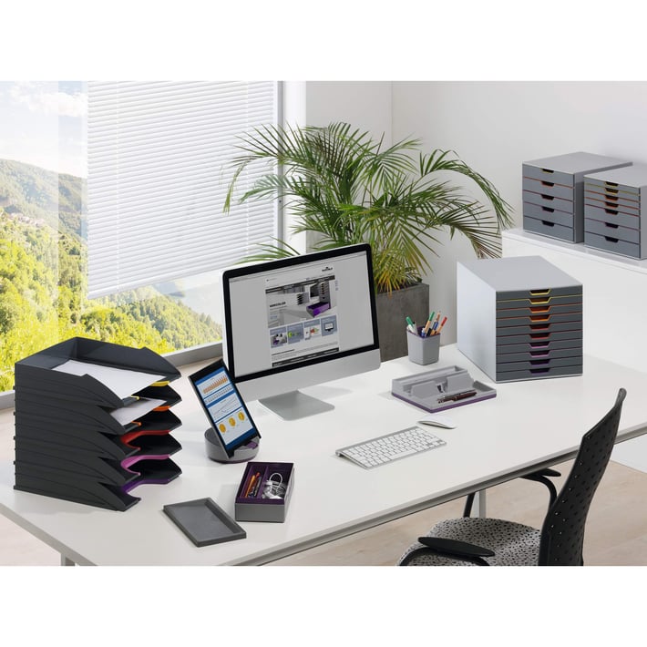 Durable Комплект хоризонтални поставки Varicolor, асорти, сиви, 5 броя