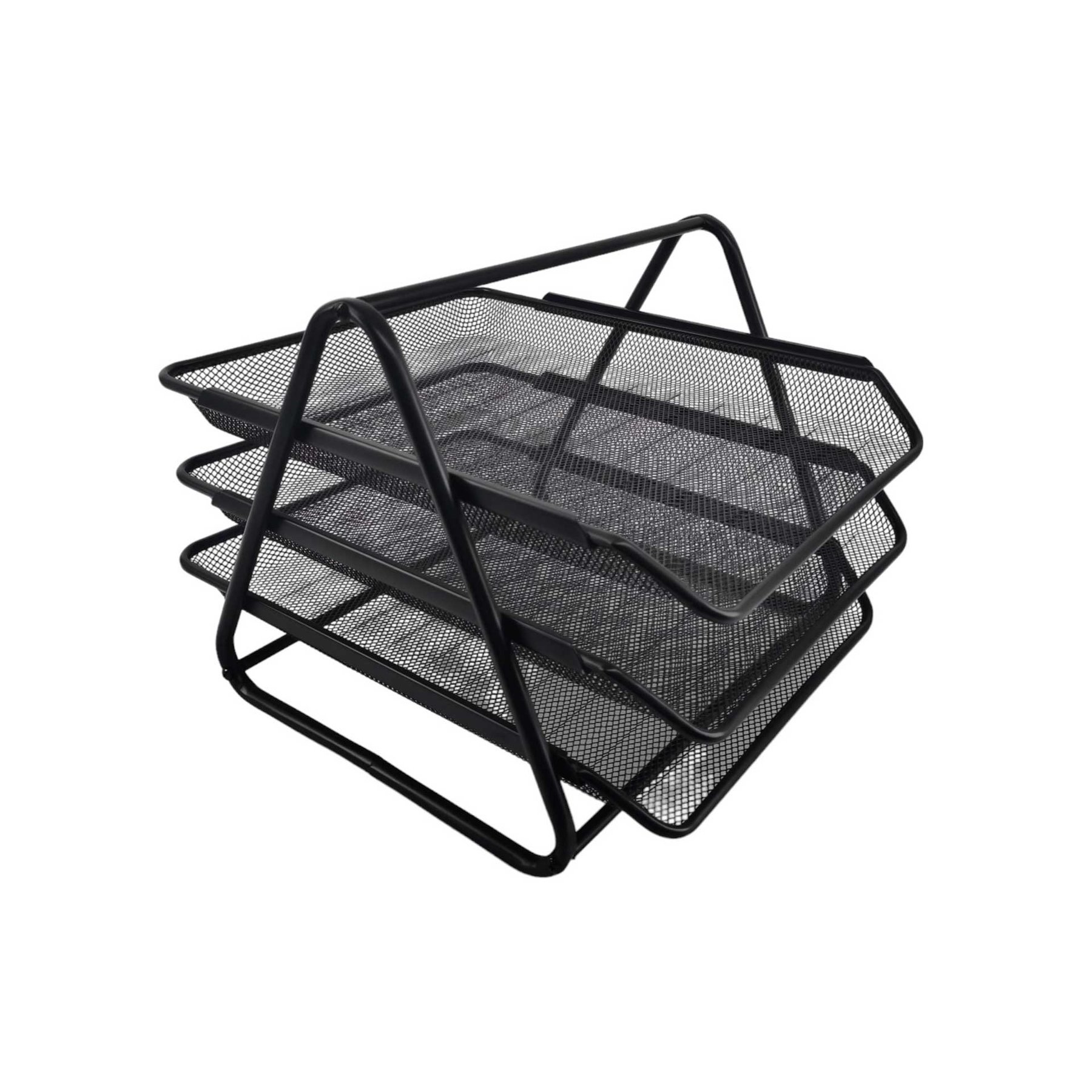 Office 1 Horizontal Organizer, Triple, Mesh, Metal, Black