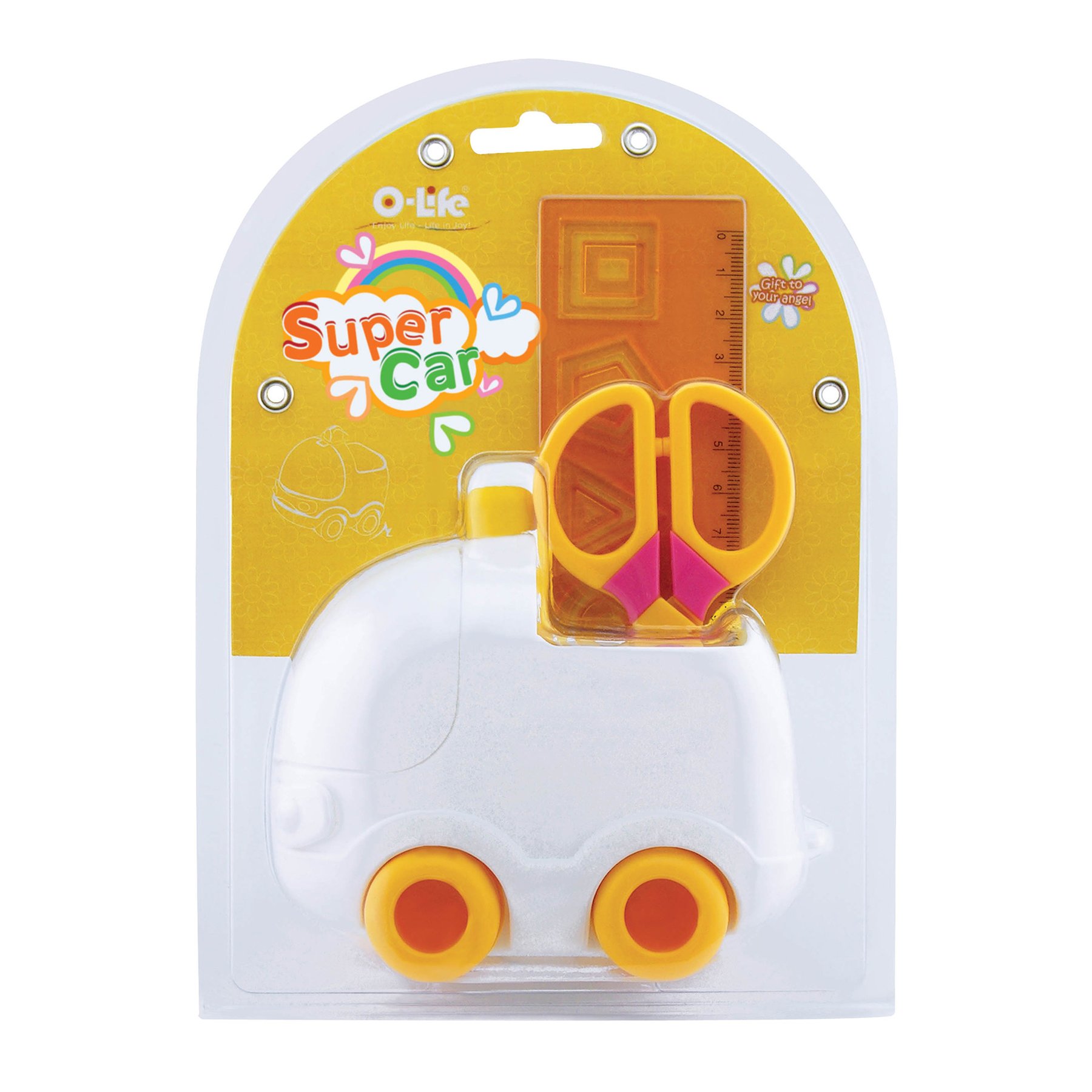 O-life Organizer-car, with stickers, white
