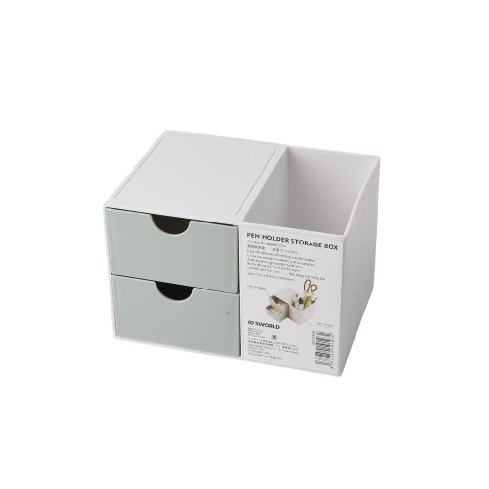 Sworld Desk organizer, with 2 drawers, green