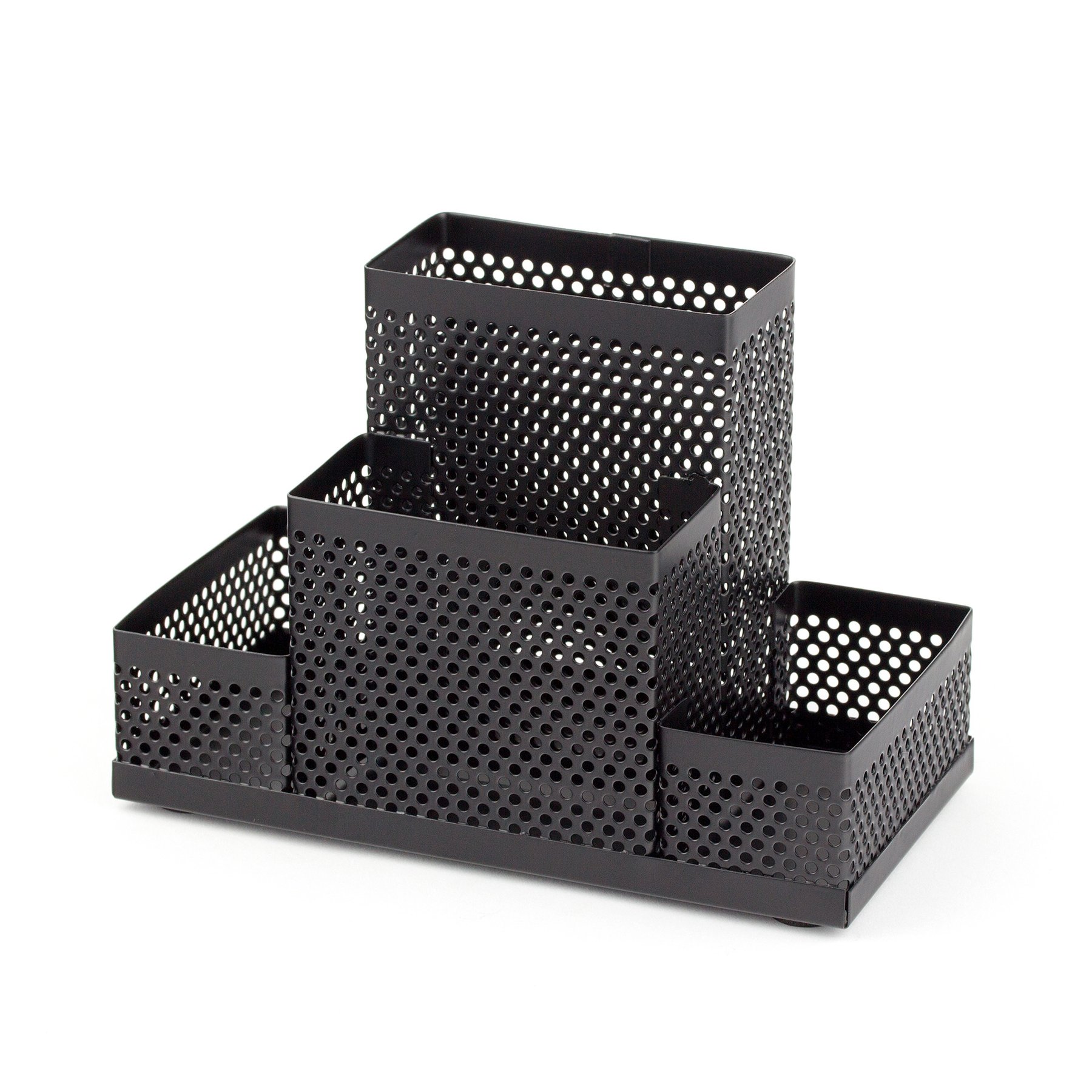 Office 1 Desk organizer, 4 compartments, mesh, metal, black