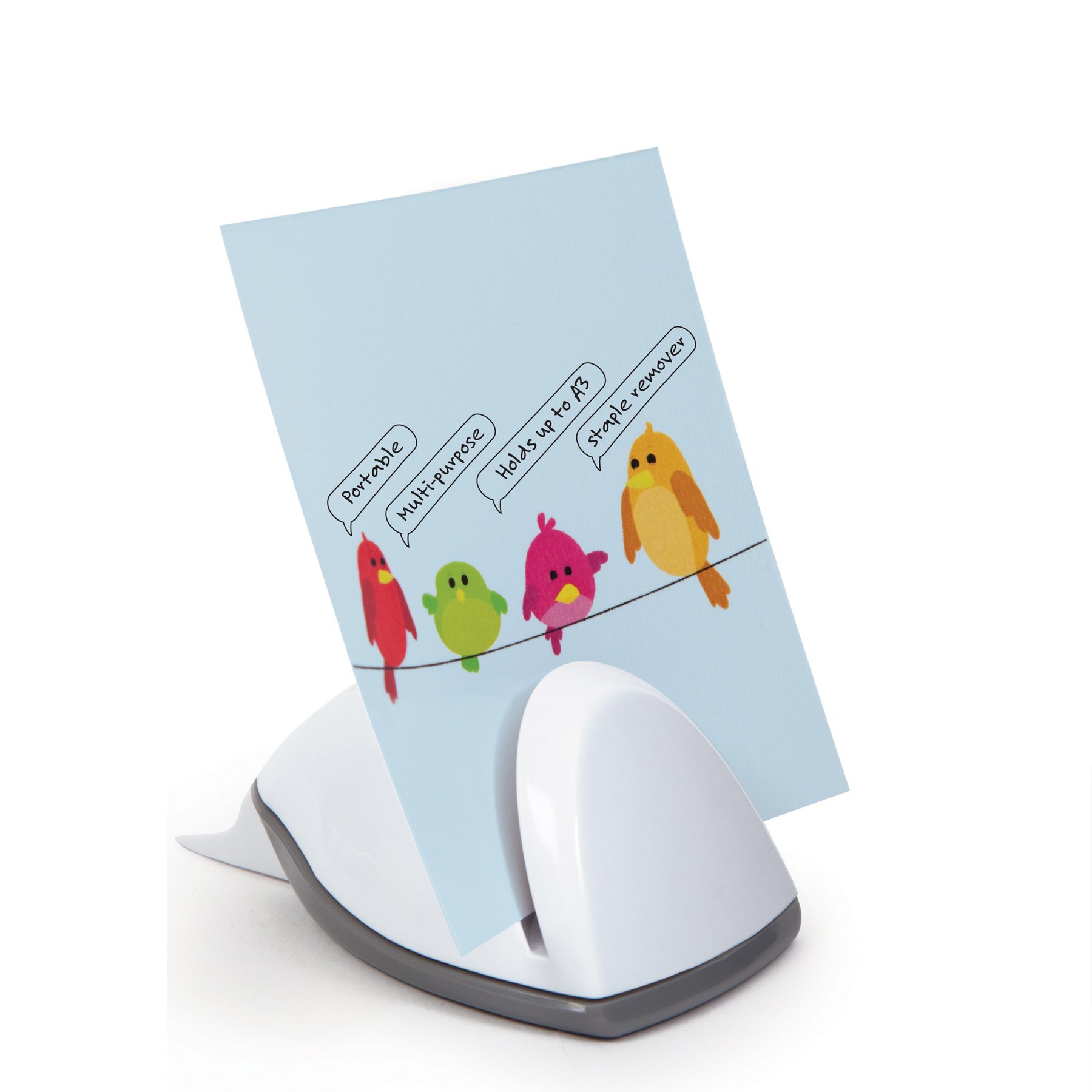 Rapesco Paper Holder, with built-in staple remover, white