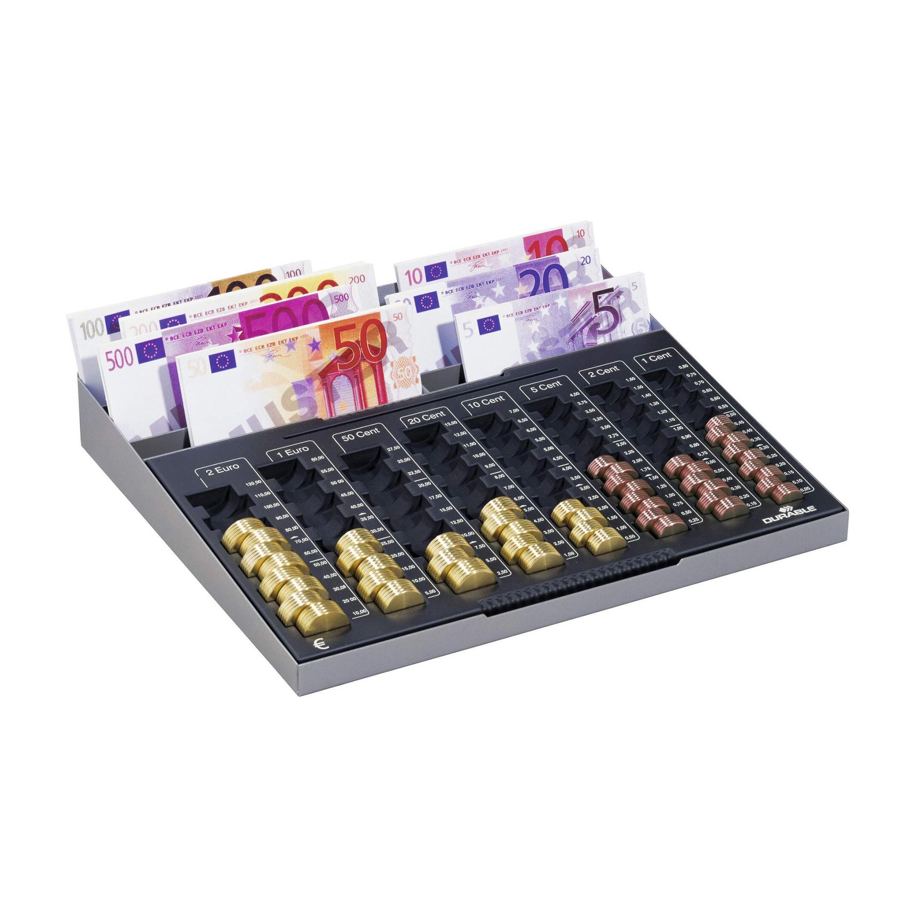 Durable Coin Holder Uroboard, Euro, XL, Plastic, Grey
