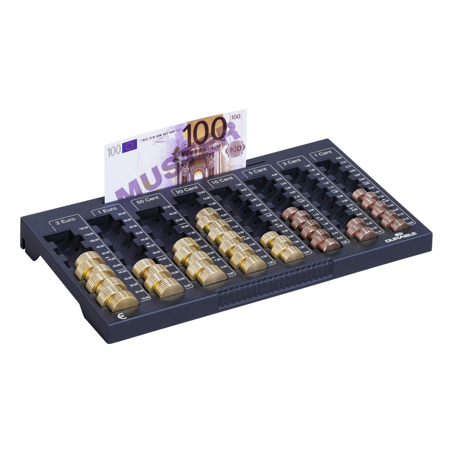 Durable Coin tray Uroboard, in euro, L, plastic, black