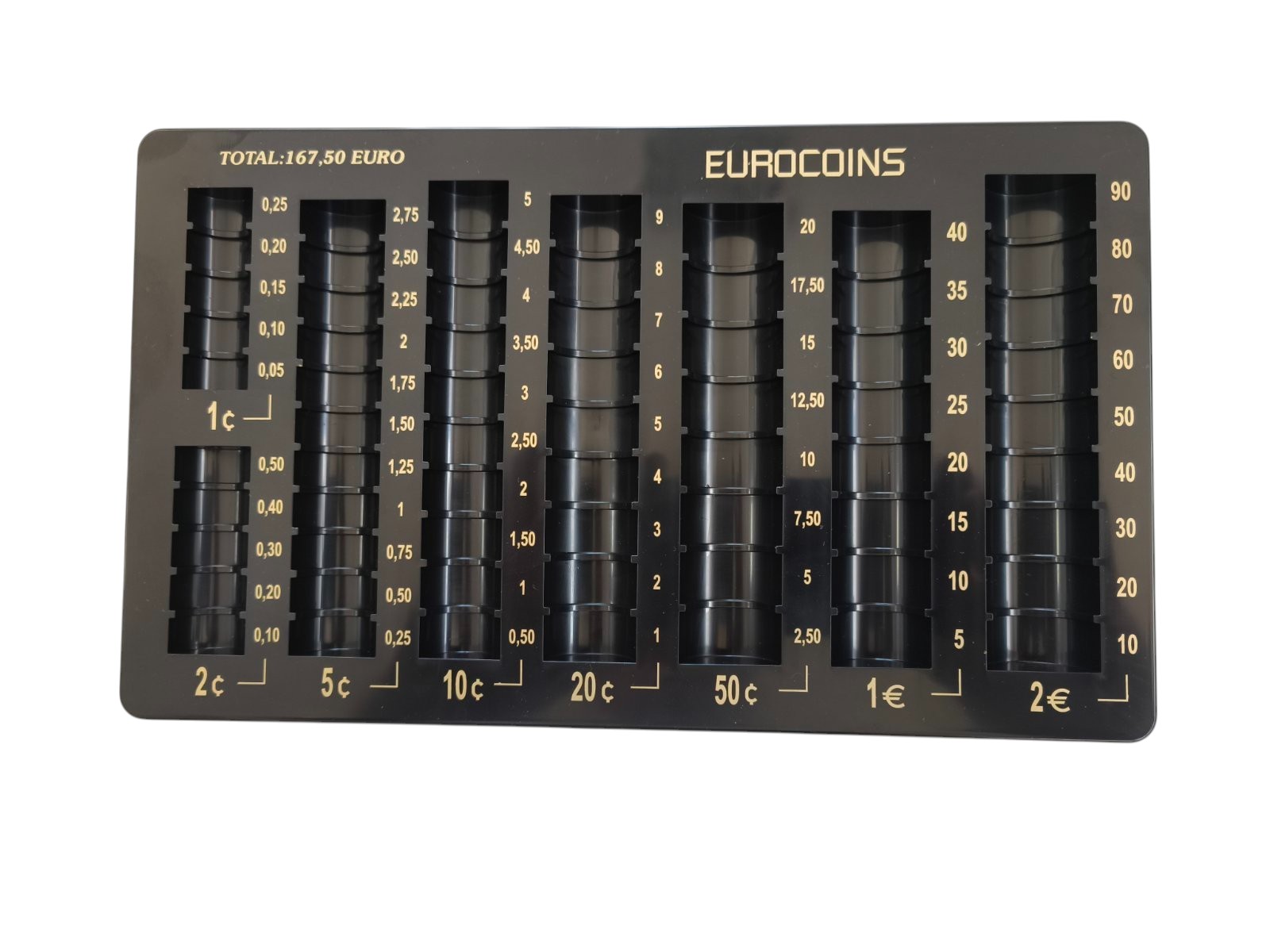 Coin holder, euro, plastic, black