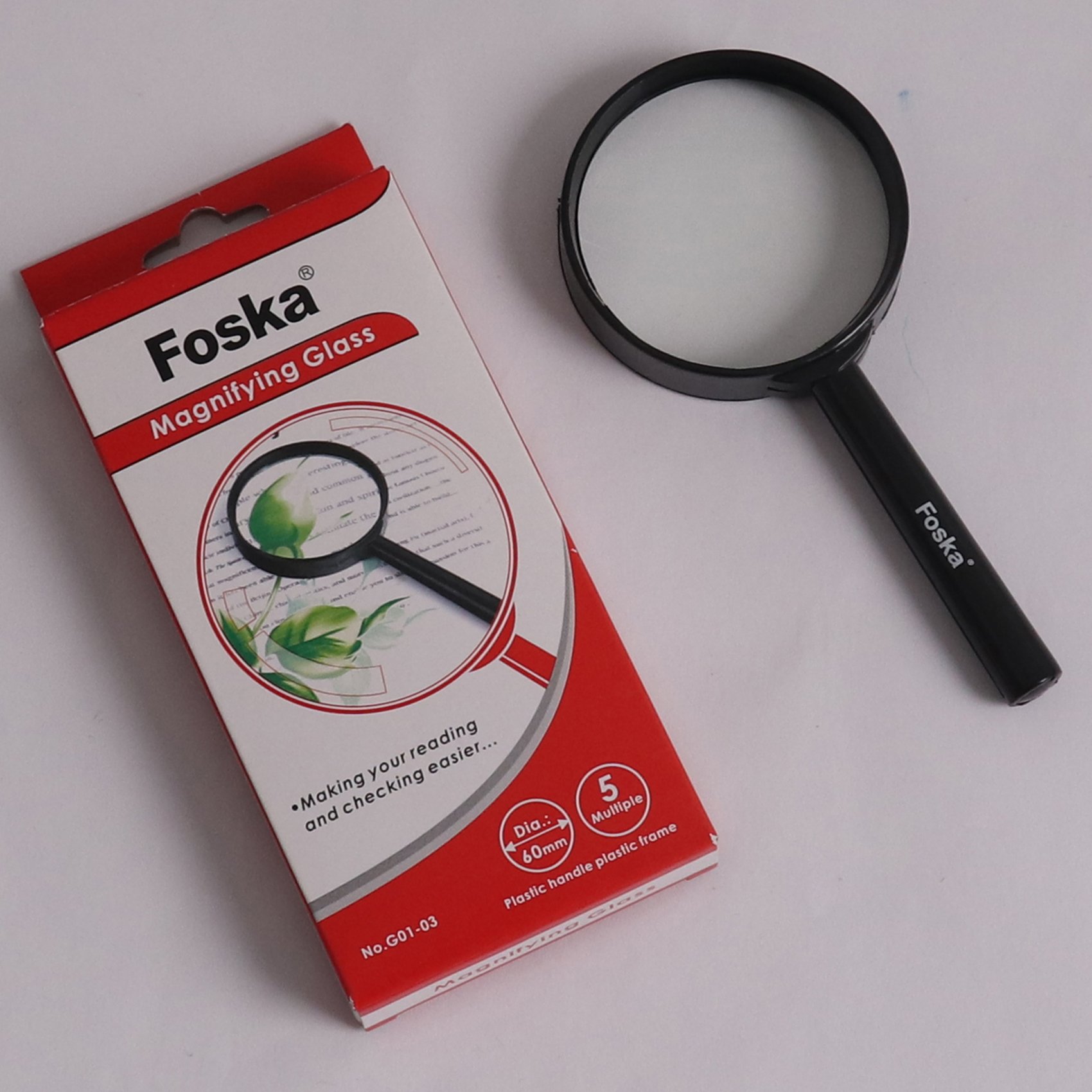 Foska Magnifier, 5x, with handle, 60 mm