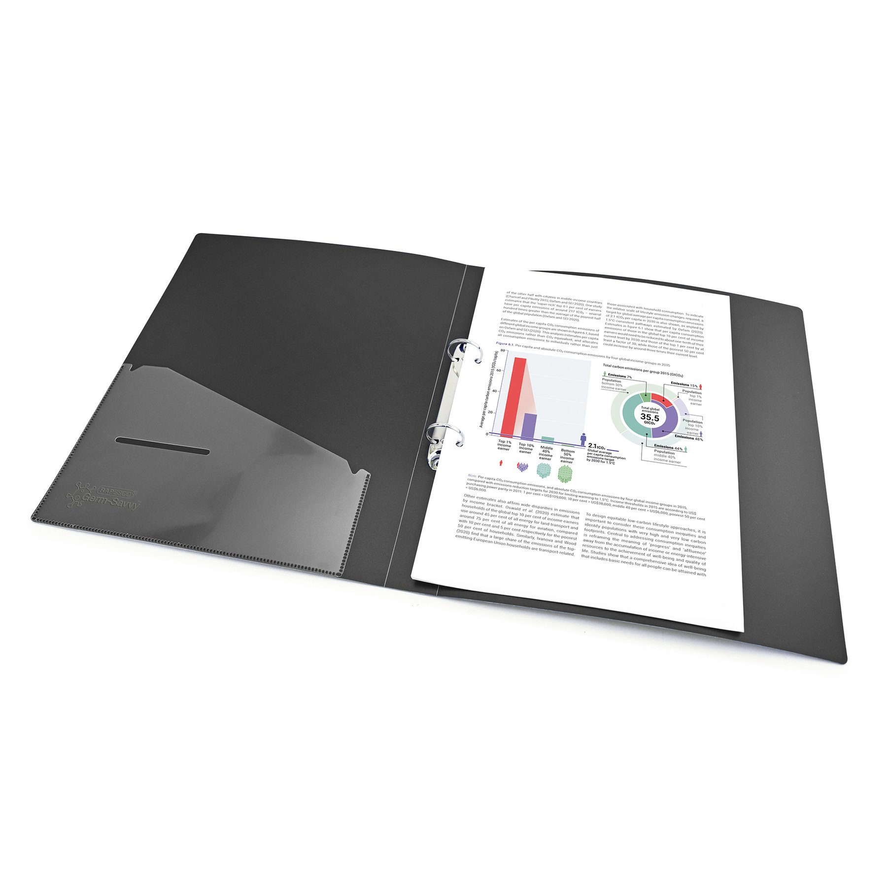 Rapesco Folder Germ-Savvy, A4, PP, 2 rings, 35 mm, black