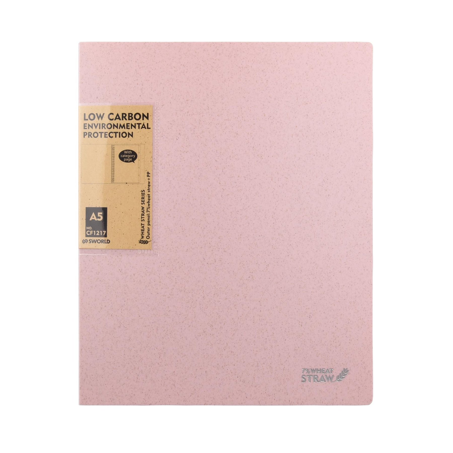 Sworld Folder Wheat Straw, with rings, A4, pink