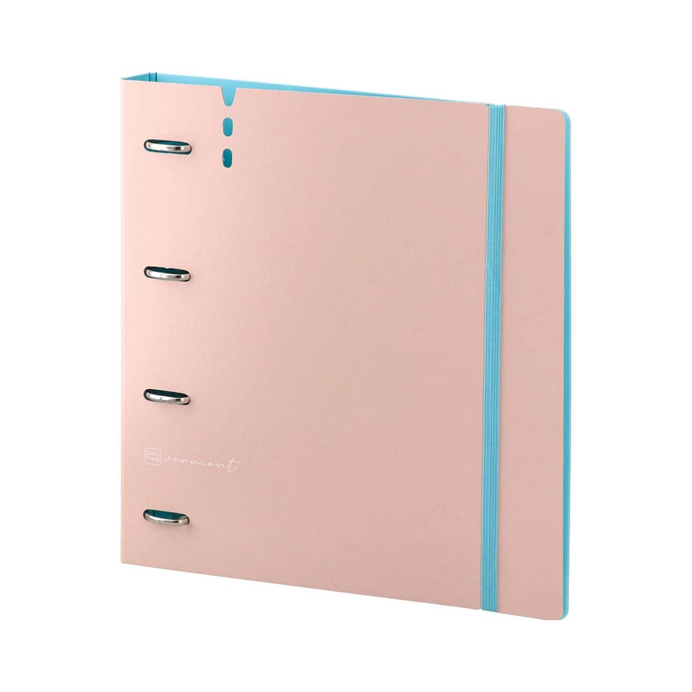 Biro Time Vermont Binder, A4, 4 rings with elastic band, peach
