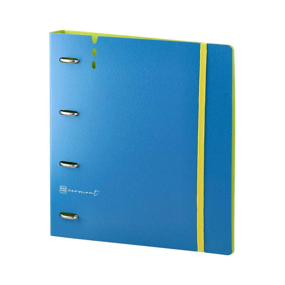 Biro Time Vermont Binder, A4, 4 rings with elastic band, blue