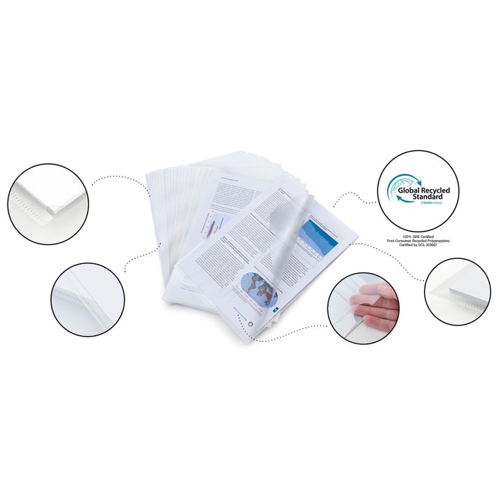 RAPESCO ECO GRS POCKET L-SHAPED CRYSTAL A4 25 PCS