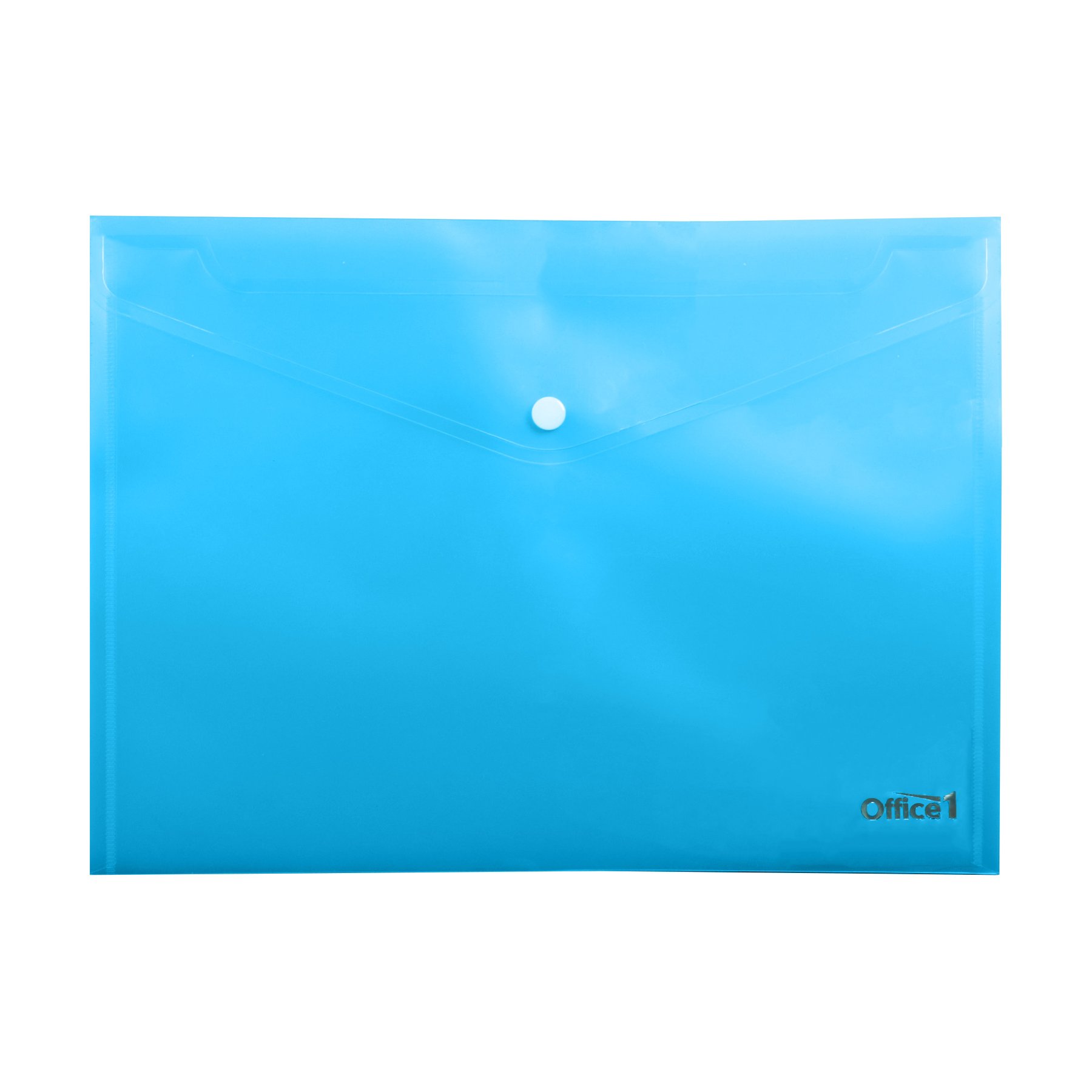 Office 1 Folder, A4, with button, transparent, blue