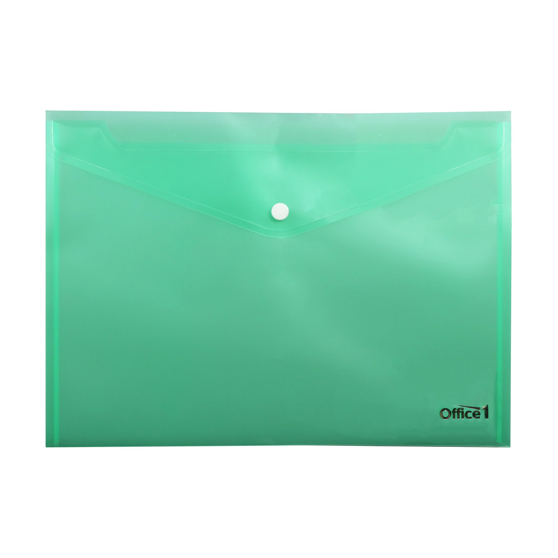 Office 1 Envelope Folder, A4, with snap, transparent, green
