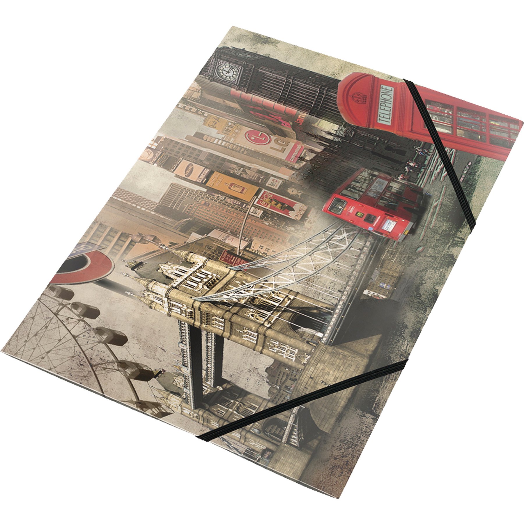 Panta Plast Folder London Collection, PP, with elastic, 3 flaps, A4