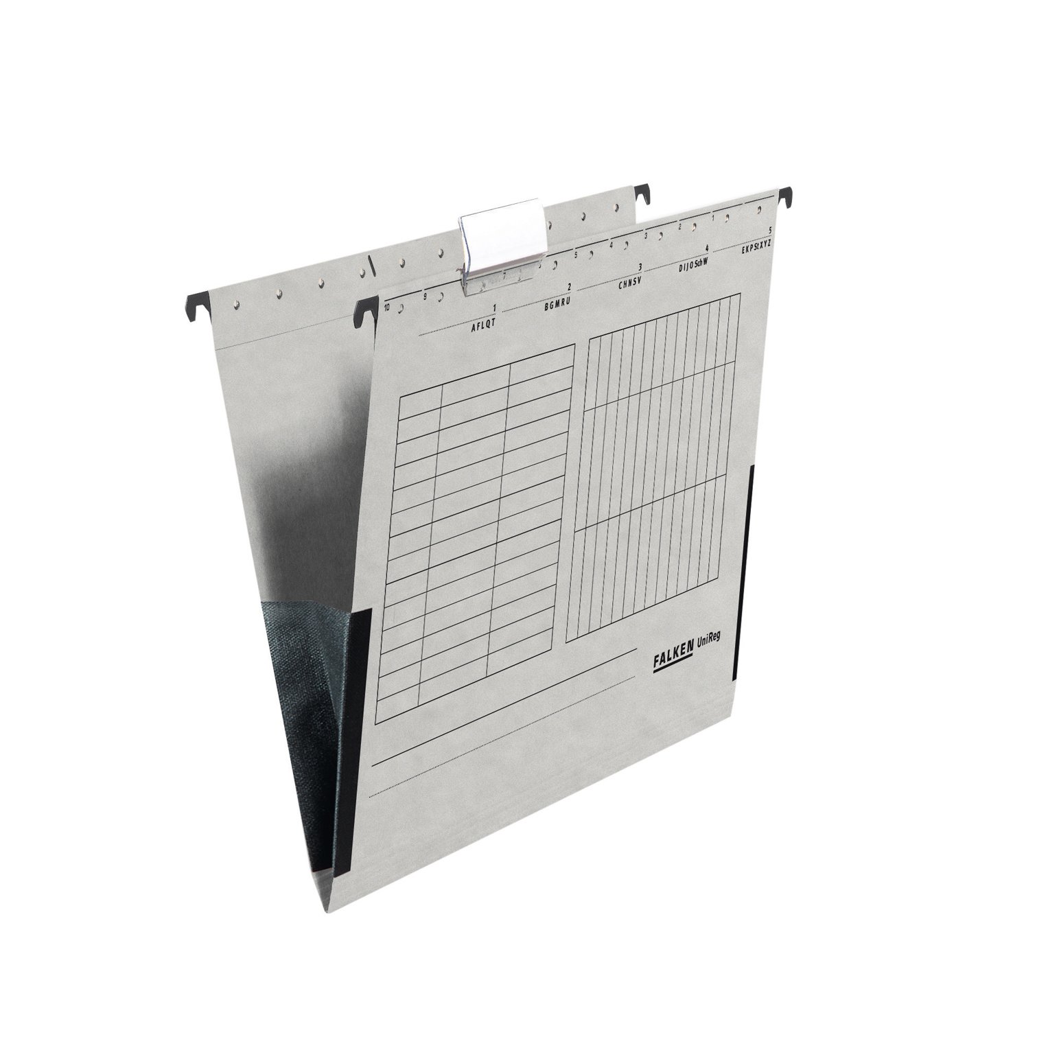 Falken Filing folder, V-shaped, with stopper, gray, 25 pieces