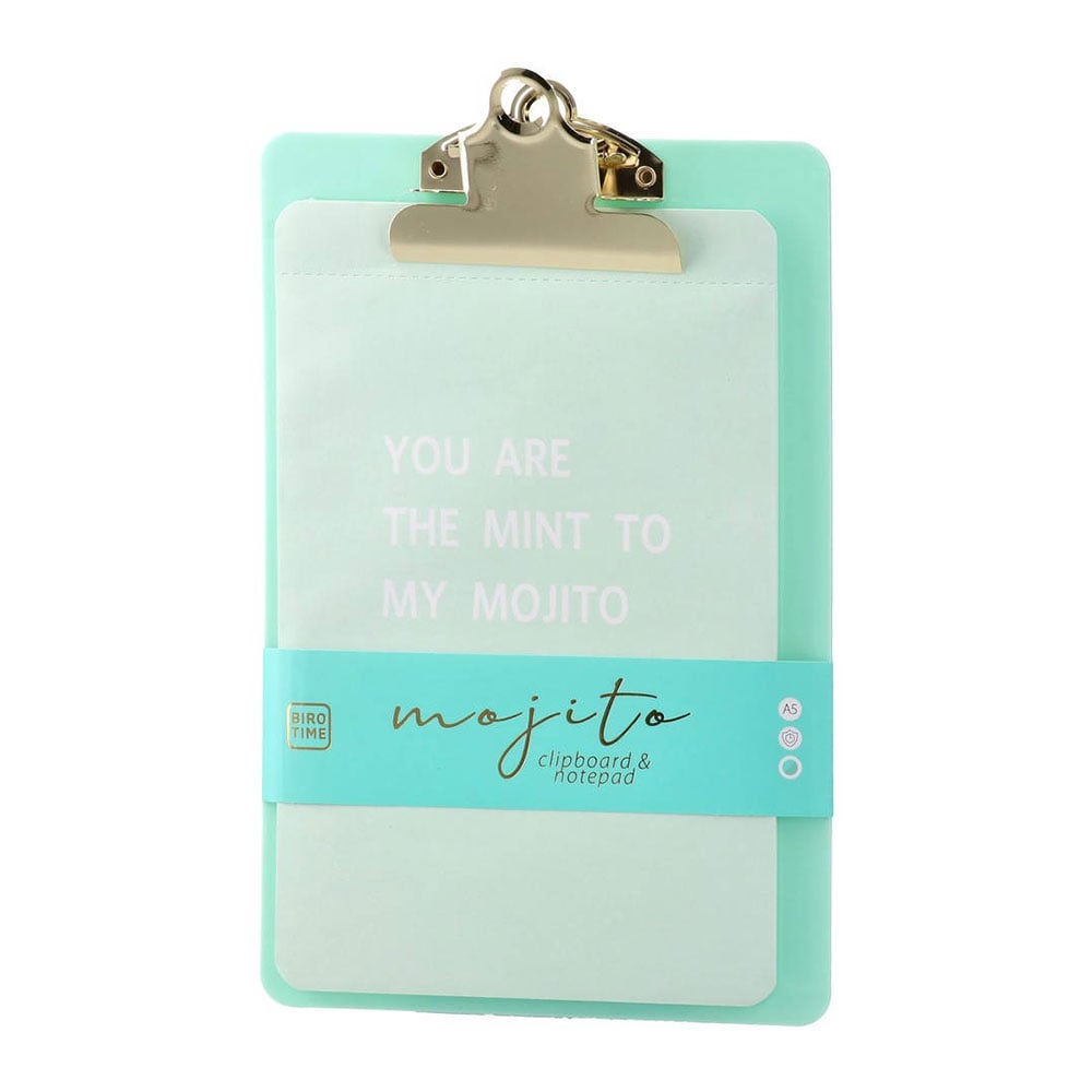 Biro Time Moonstone Clipboard, A5, with writing pad, mint