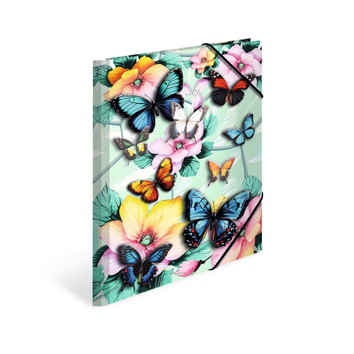 Herma Folder, cardboard, with elastic, A4, butterflies