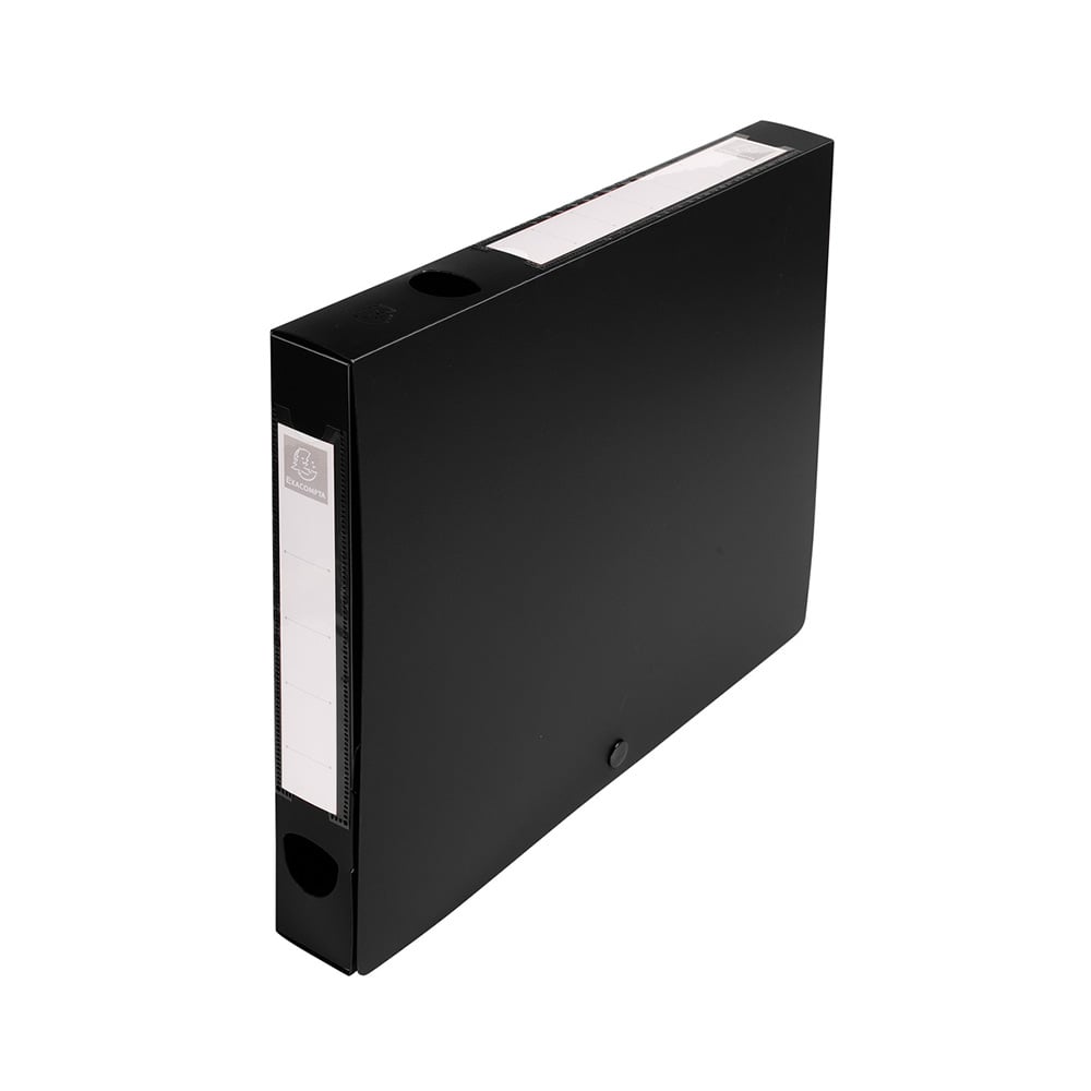Exacompta Box with Button, A4, PP, 4 cm, horizontal and vertical, black