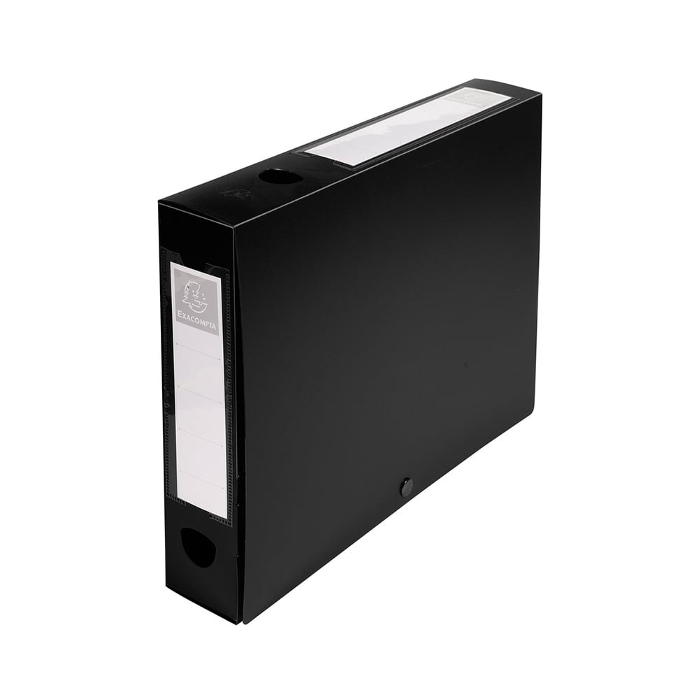 Exacompta Box with Button, A4, PP, 6 cm, horizontal and vertical, black