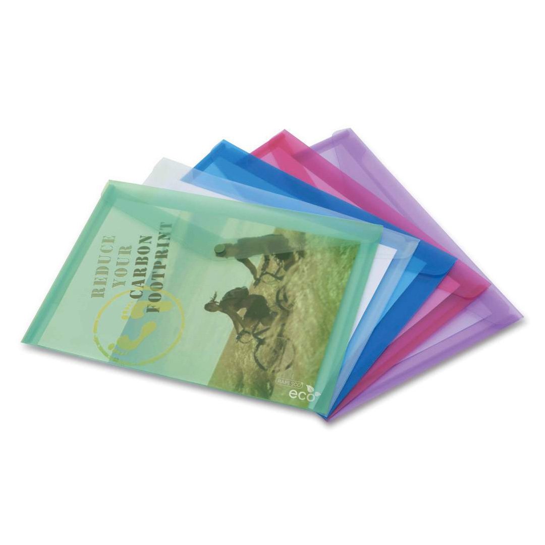 Rapesco Folder Eco, PP, with button, A4, assorted, 5 pcs