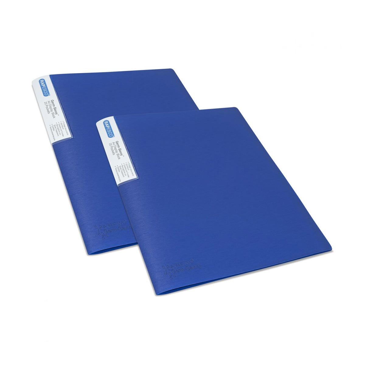 Rapesco Germ-Savvy Folder, PP, with 20 pockets, blue, 2 pieces