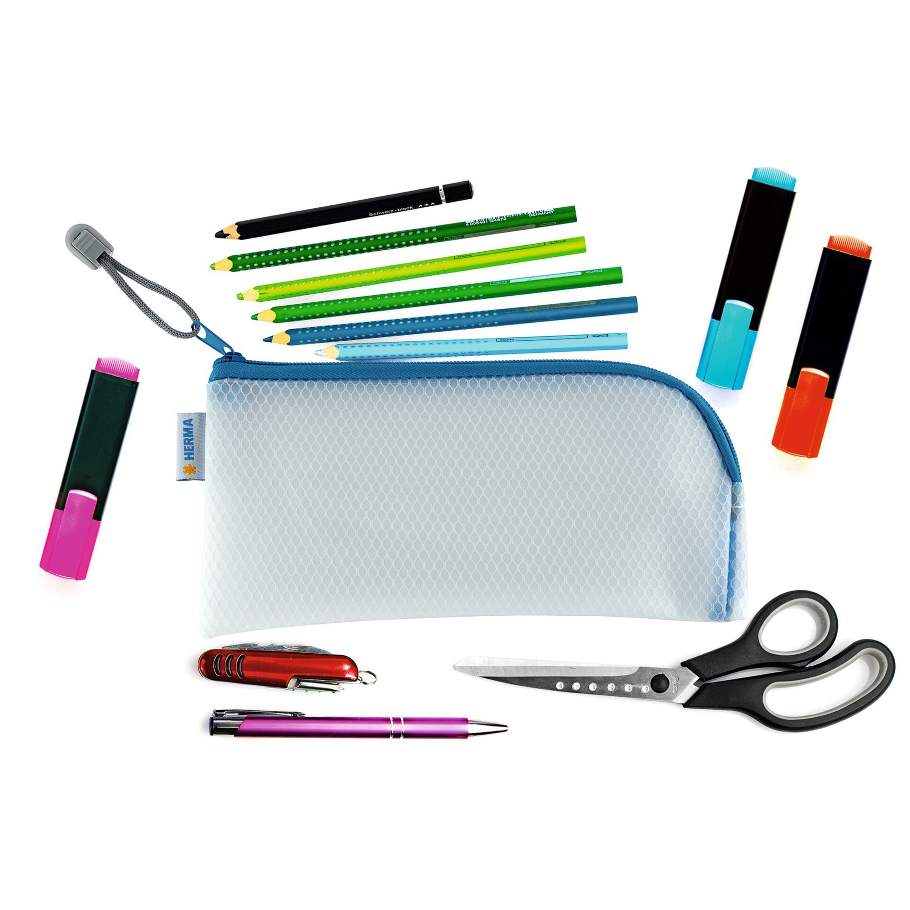 Herma Pouch Universal, DL, zip, blue