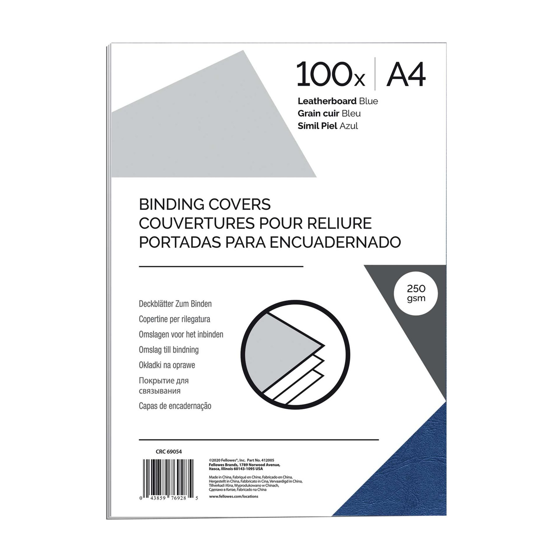 Fellowes Binding Covers, cardboard, A4 250 g/m2, blue, 100 pcs