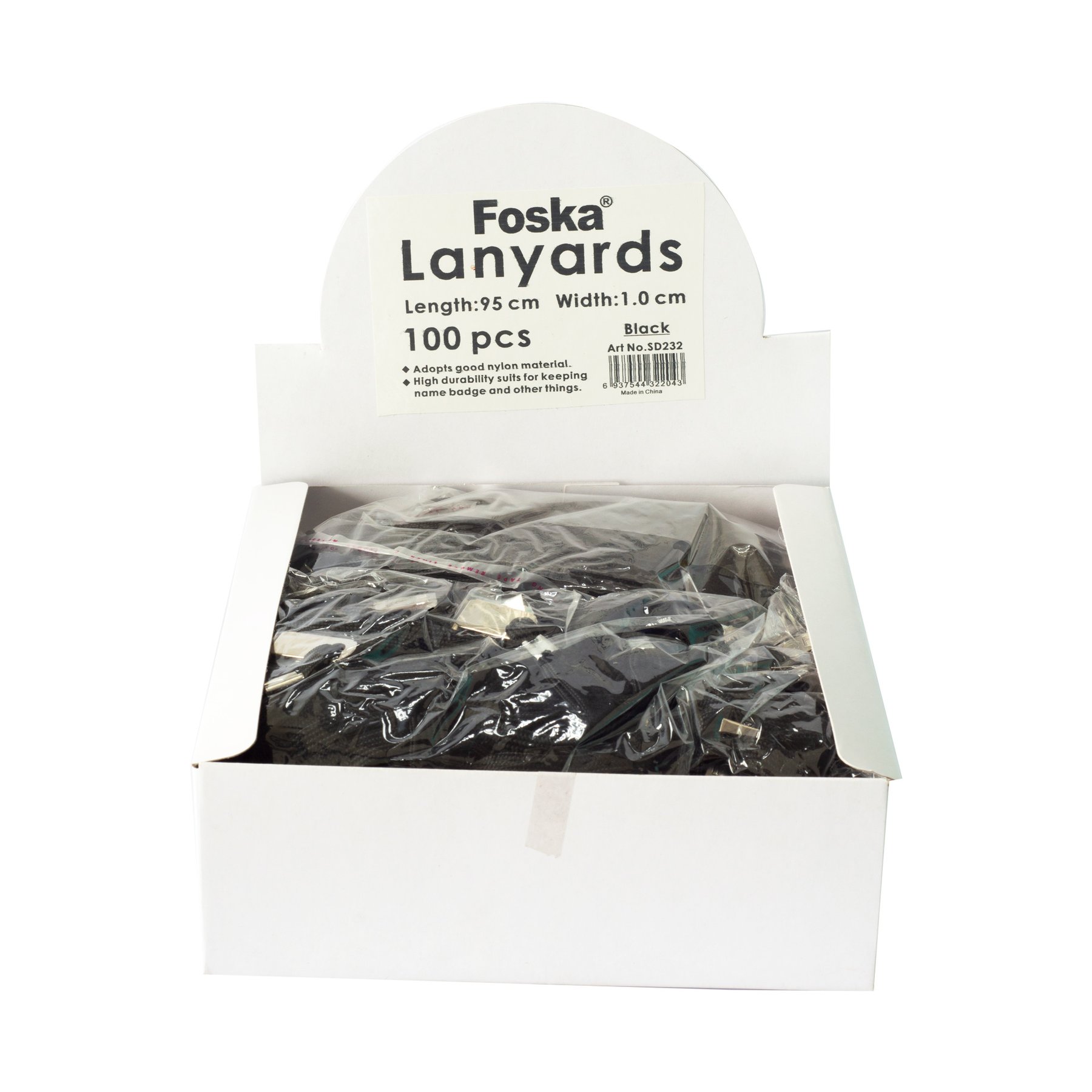 Foska Lanyard, textile, black, 100 pcs