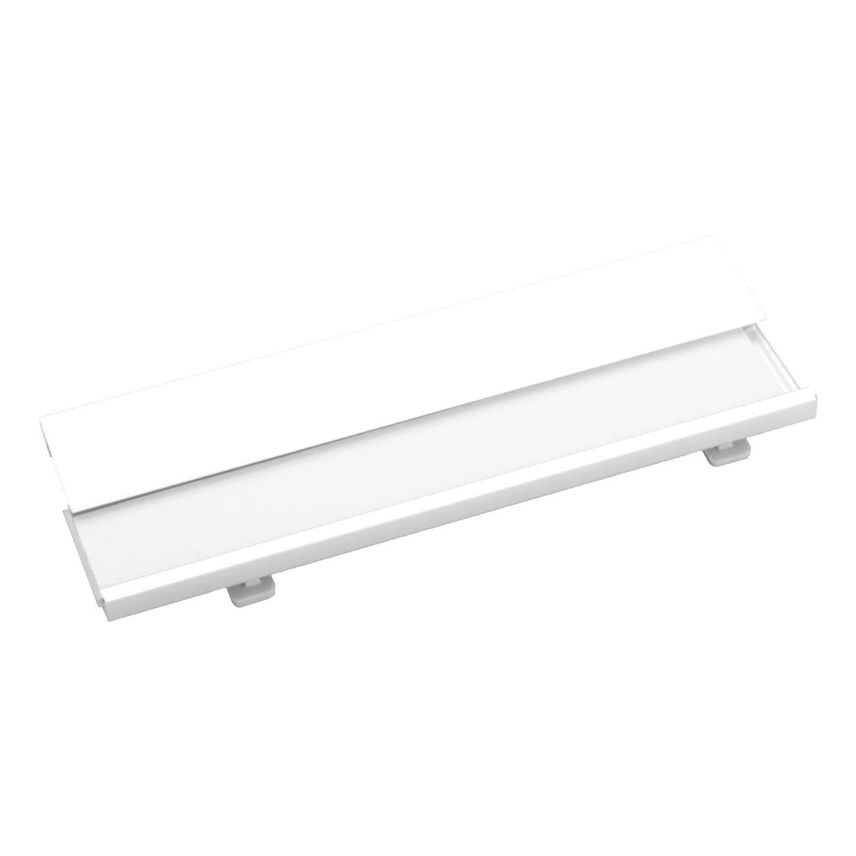 Cool Badge Bindel, aluminum, with pin, 70 x 25 x 4 mm, white