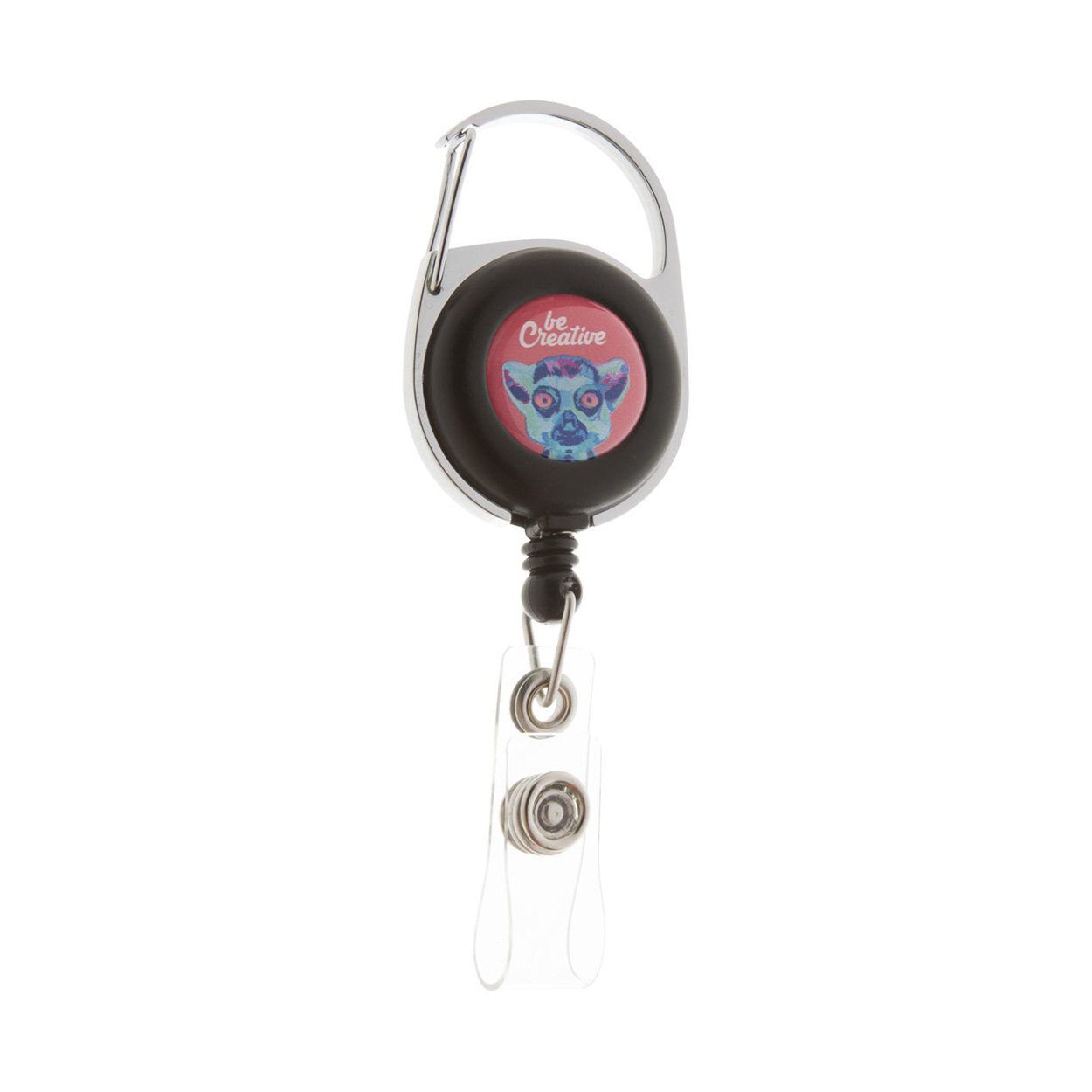 Cool Badge reel Yo-Yo, round, with Hooky carabiner