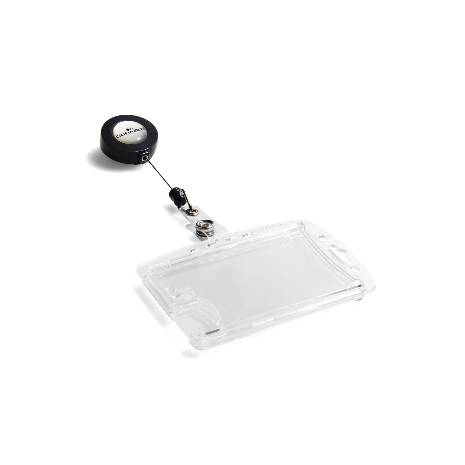 Durable Badge Enclosed, horizontal and vertical, with retractable clip, for 2 cards, 10 pieces