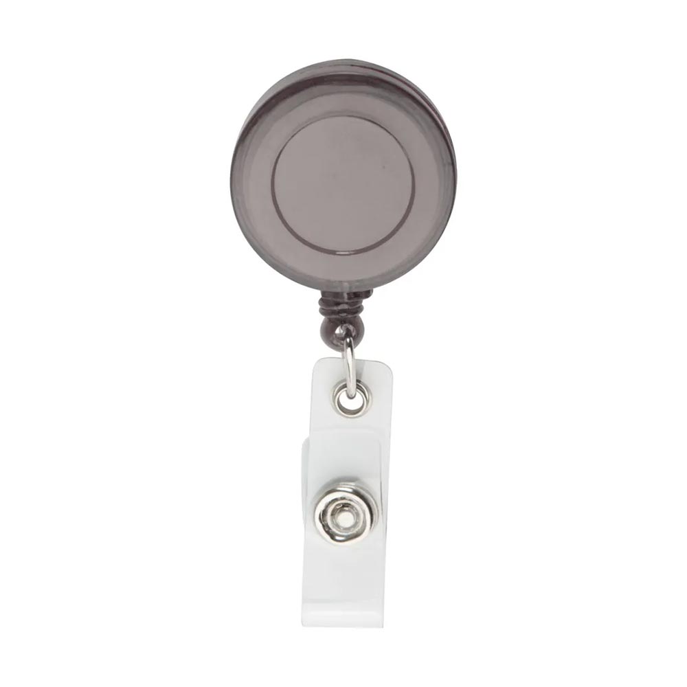 Cool Retractor Slope, retractable badge holder, with clip, round, transparent-black