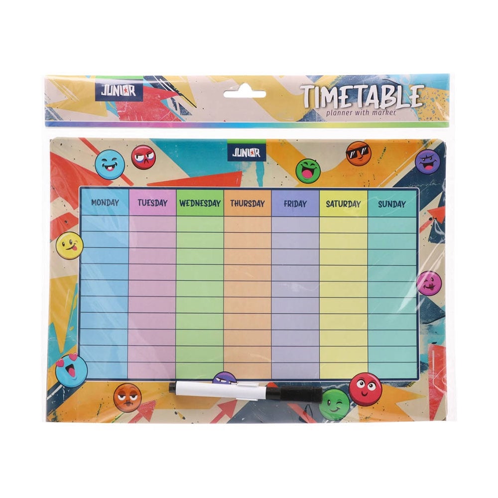 Junior Timetable Weekly Schedule Board, with marker, A4